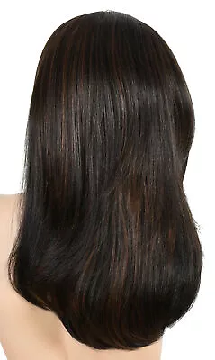 Dark Brown Ladies Half Wigs Women Straight Highlight Hair Pop Party Glueless Wig • $14.98