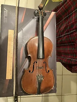 Antique German Commercial Factory Violin And Bow Soundpost Crack For Repair Ask • $2500