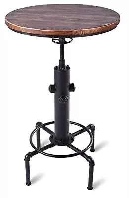 Industrial Tall Bistro Table 32.3-36.2 Adjustable Swivel Pub Table Kitchen ... • $166.01