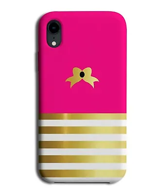 £11.99 • Buy Hot Pink Gold And White Stripes Phone Case Cover Bow Golden B888 