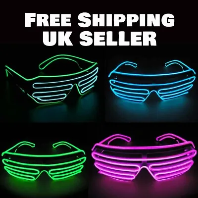 £5.99 • Buy Neon LED Light Up Glasses EL Wire  Eyewear Shade Nightclub Halloween Rave Party
