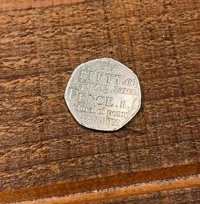 50p Johnson's Dictionary 1755 Saxon Plural Of Penny 2005 Rare  Fifty Pence Coin • £350