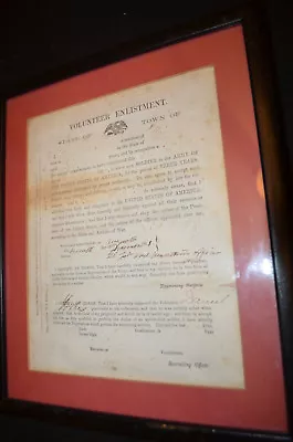 Antique Original 1863 Volunteer Enlistment Papers Augusta Maine Physician • $85