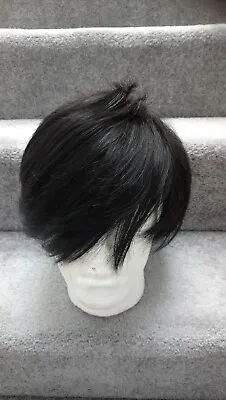 Mens Hair Replacement System Lace Toupee Hairpiece #1B Natural Black • £90