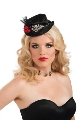 Gothic Mini Top Hat With Fascinator Adult Womens Halloween Costume Accessory • $14.95