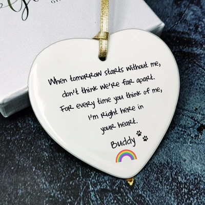£7.49 • Buy Dog Memory Plaque Personalised Cat Pet Loss Gift Paw Prints Ceramic Heart Sign