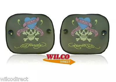 CAR SUN SHADES PAIR Ed Hardy Love Kills Slowly Rear Small Sun Shade X2 36cm-44cm • $5.04