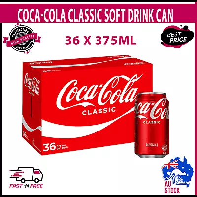 Coca-Cola Classic Soft Drink Multipack Cans (36 X 375mL) Bulk Value Coke Pack • $39.99