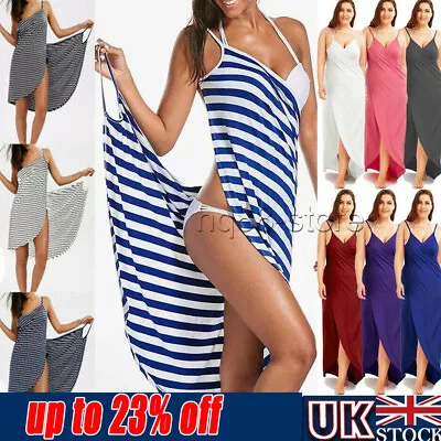 £7.40 • Buy Women Bikini Cover Up Swim Beachwear Striped Wrap Sarong Beach Dress Plus Size