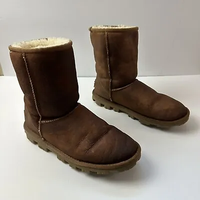 Ugg Boots Women's Size US 7 Or UK 5.5 Shoes Shearling Brown Suede Winter • $39