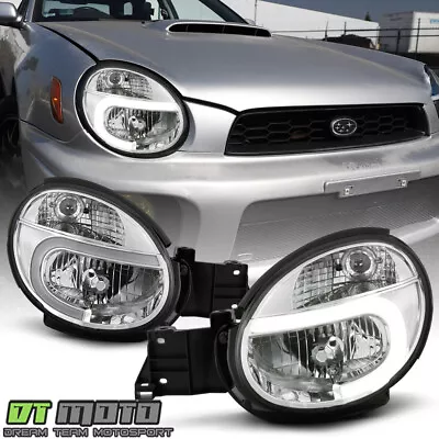 2002-2003 Subaru Impreza Outback WRX RS TS Chrome LED Tube Headlights Headlamps • $158.99