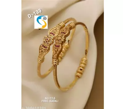 Adjustable Bollywood Wedding Indian CZ 22k Gold Plated Style Daily Use Bangles • £15.47