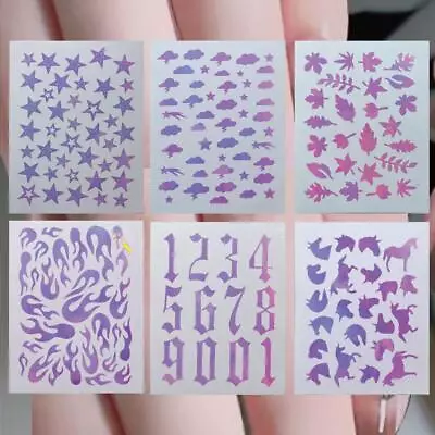 Sticker Hollow Nail Decals Spray Template Sticker Airbrush Nail Art Stencils • £2.58