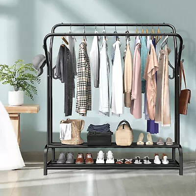 LOEFME Heavy Duty Clothes Rail Rack Coat Hanging Display Stand Storage Shelves • £20.99