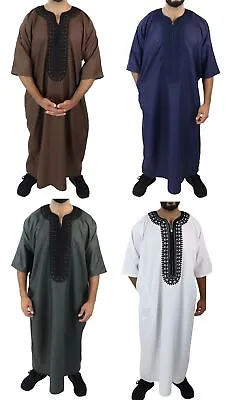 Men Morrocan Thobe Jubba Islamic Clothing Kaftan Arabic Robe • £34.99