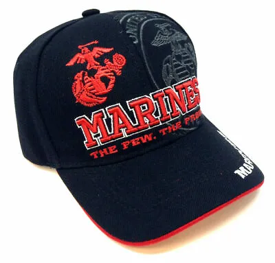 Usmc United States Marine Corps Black Red Text Logo Hat Cap Us Military Marines • $20.95