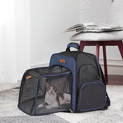 LUCKYERMORE Expandable Cat Backpack Pet Carrier Rabbit Puppy Dog Airline Travel • $42.99