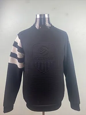 NEW Sz SM Mens Adidas Team USA Volleyball Crew Neck Sweatshirt Black DY4176 MINT • $35
