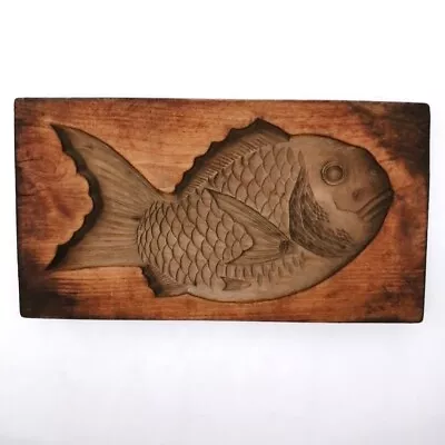 Japanese Cake Mold KASHIGATA Vintage  Sea ​​Bream  Wooden Hand Carved MOA027 • £54.81