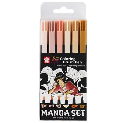 Sakura - Koi Colouring Brush Pen - Manga - Set Of 6 • £13.99