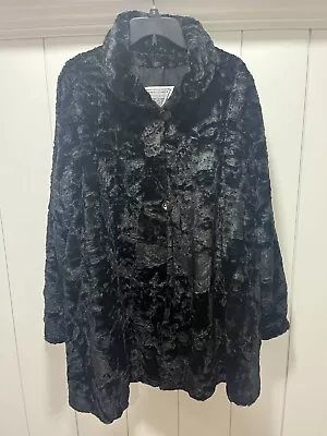 J. Percy For Marvin Richards Black Faux Fur Buttoned Winter Coat Size Medium • $10