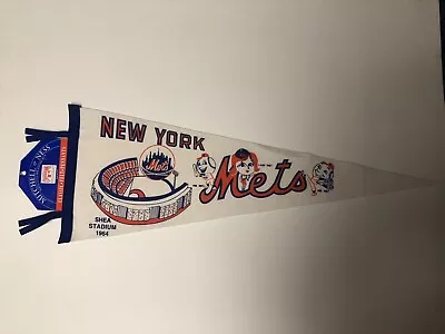 New York Mets 1964 Shea Staduim Mitchell & Ness Replica Wool Pennant 12x30  • $29