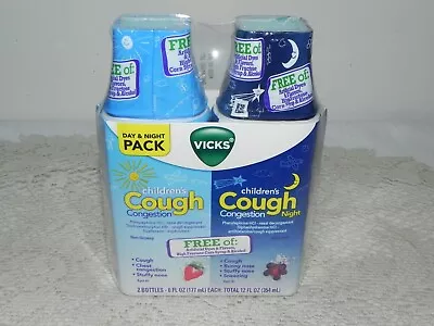 Vicks Childrens Cough Congestion Day & Night 2 Pack 6oz Each Exp: 09/2024 Berry • $10.36