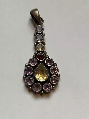 Unique Sterling Silver 925 Multi Gemstone Colored Statement Pendant Amethyst • $17.99