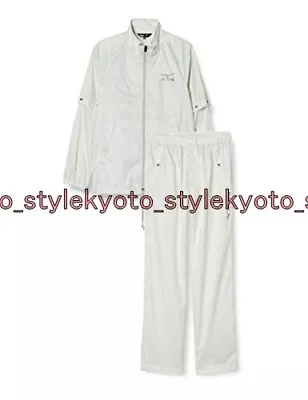 MIZUNO Golf Stratch Rain Wear Jacket Pants Set White Gray Size XL 52MG6A01 04970 • $72.82