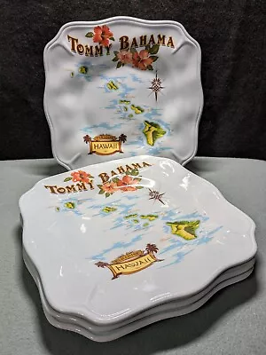 Tommy Bahama Blue Hawaiian Island Map MELAMINE Dinner Plates Set Of 4 • $45