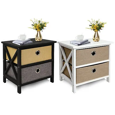 $29.99 • Buy Ecomex 2 Drawer Dresser Nightstand Storage Organizer - Bedroom Furniture Storage