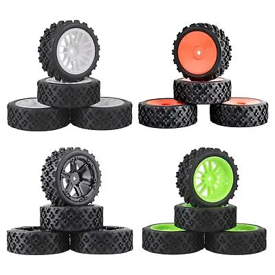 4 Pack 1/10 1/14 1/16 1/18 RC  Buggy Car Front Rear Tires Wheel Rims • £11.64