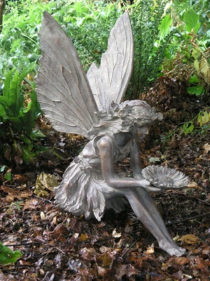 £16.99 • Buy Fairy Garden Ornament Sitting Nymph Ornament Bronze Effect Statue Decoration 