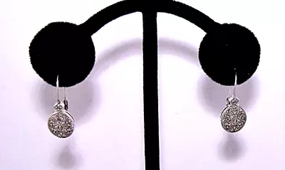Vintage Diamond Chip Earrings Sterling Silver Drop Dangle Lever Back Signed FAS • $47