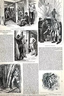 Virginia City Nevada 1878 SILVER MINE MINING INVESTIGATION Matted Print W STORY • $45