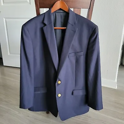 Ralph Lauren Sport Jacket Men's Navy Blue Wool Blazer Gold Button - Size 46R • $44