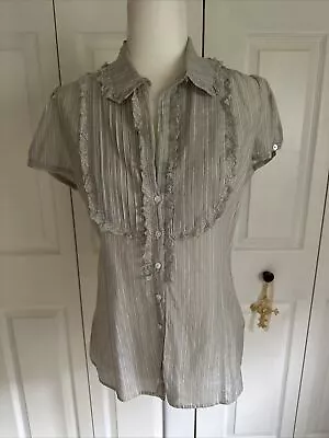 $31.99 • Buy Beautiful Joie Blouse Size L Peter Pan Collar Stripe Anthropologie