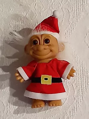 Vintage Russ Berrie SANTA CLAUS Merry Christmas TROLL DOLL W/ Santa Clothes • $17