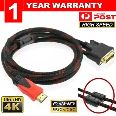 HDMI To DVI Cable Male DVI-D For LCD Monitor Computer PC Projector DVD Cord PS3 • $12.99