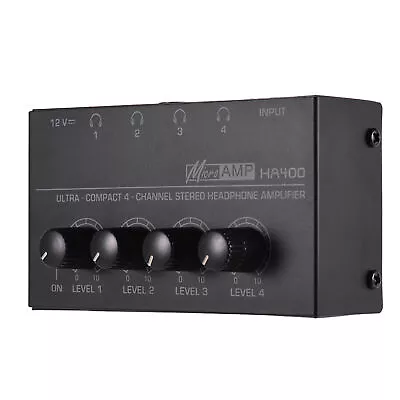 4 Channels Mini Stereo Headphone Amplifier Volume Control W/ Power Adapter I5J2 • $16.53