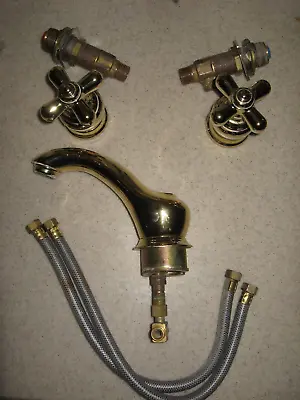 Used Complete Moen Monticello 8  Widespread Faucet 4570 Brass Cross Handles • $260