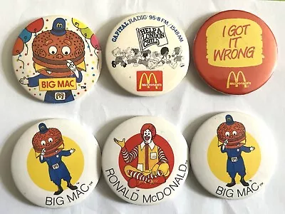 Ronald Mcdonald Pin Badges Vintage Retro Advertising Lot Mcdonalds X 6 • £10.99