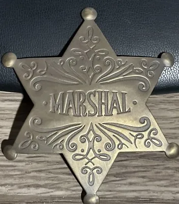 MARSHAL Fancy Scrollwork Letters Brass Star Badge Old West 3  Badge NEW • $11.49