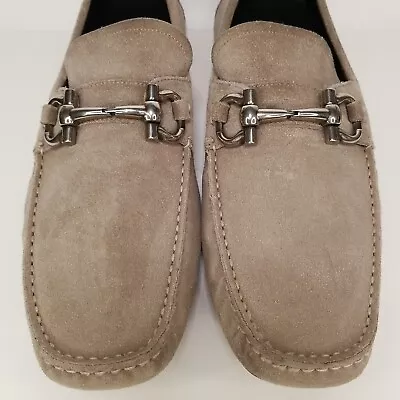 Salvatore Ferragamo Parigi Gray Suede Eco Gancio Bit Driving Men Loafers Sz 11 • $269.99