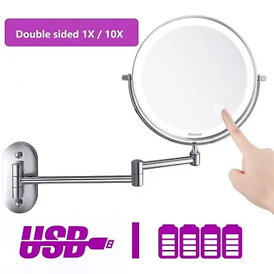 Extending Bathroom Mirror LED Double Sided Wall Mounted Magnifying Makeup Mirror • £29.99