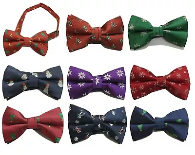 Mens Boys Christmas Xmas Pre Tied Fancy Dress Bow Tie Bowtie Tree Santa Snow Red • £4.99