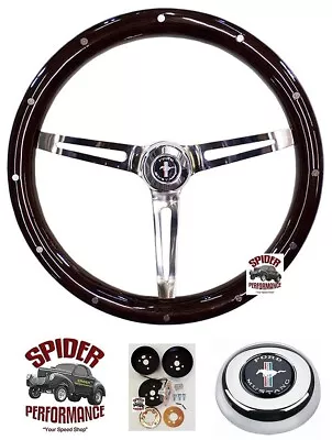 1965-1969 Mustang Steering Wheel PONY 15  MUSCLE CAR MAHOGANY WOOD • $208.99