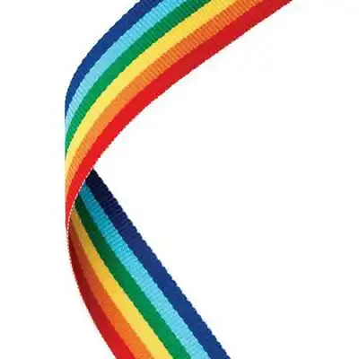 50 X Lockdown RAINBOW COLOUR MEDAL RIBBONS With Clips. Woven 22mm Wide • £12.99