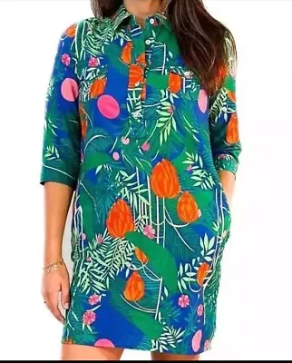 La Plage La Jolla Dress Jungle Tropical Print Large Vacation Pockets Cover Up • $75