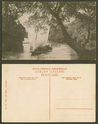 Ceylon Old Postcard Padda Barge In Full Sail Native Sailing Boat River Scene 170 • £4.99